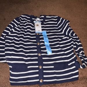 Nine West Striped Navy and Cream Cardigan